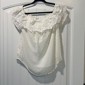Blu Pepper Ivory Lace Detail Top